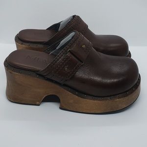 MIA Clog Mule Leather Heels Shoes size 6.5M